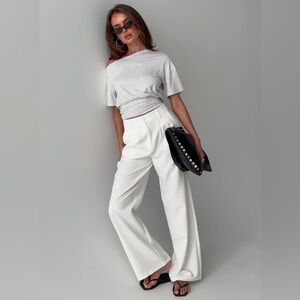 Wide Leg High-Waist White Trousers